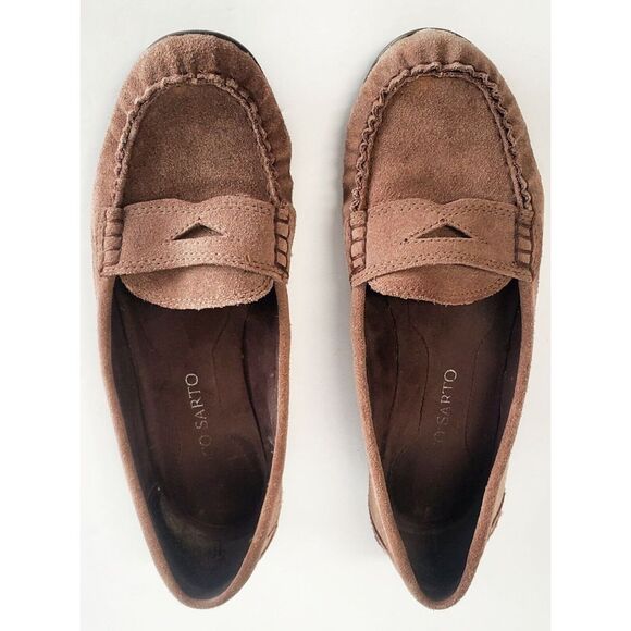 Franco Sarto Slip On Loafer Flats Suede Leather in Cocoa Brown Rubber WOM 7M - Picture 2 of 16